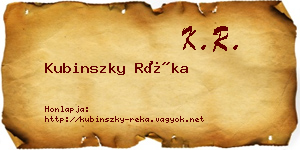 Kubinszky Réka névjegykártya